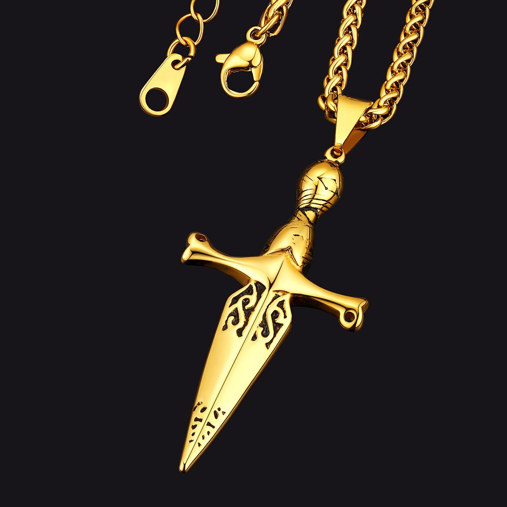 Knife Cross Necklace Pendant for Men Women