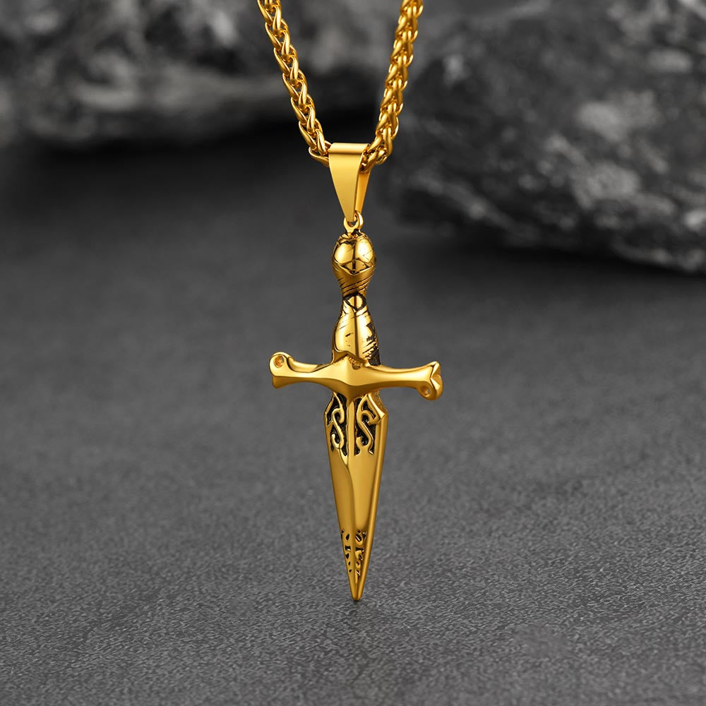 Knife Cross Necklace Pendant for Men Women