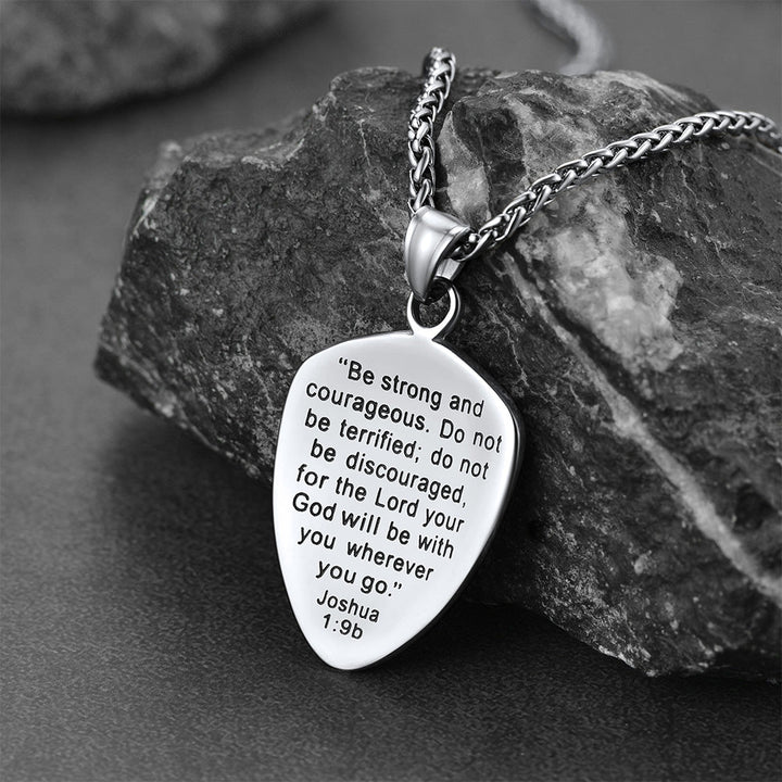 Christian Cross Joshua 1:9 Shield Necklace For Men