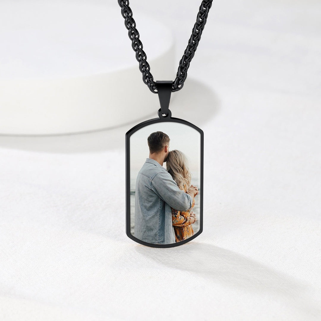 Personalized Double-side Photo Dog Tag Necklace with Picture for Men Women