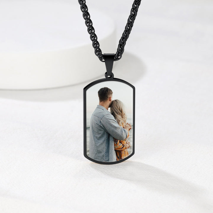Personalized Double-side Photo Dog Tag Necklace with Picture for Men Women