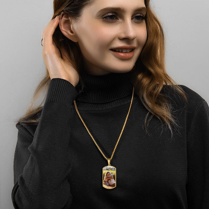 Personalized Double-side Photo Dog Tag Necklace with Picture for Men Women
