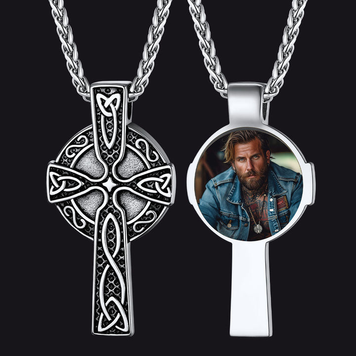 Personalized Celtic Cross Pendant Necklace with Picture