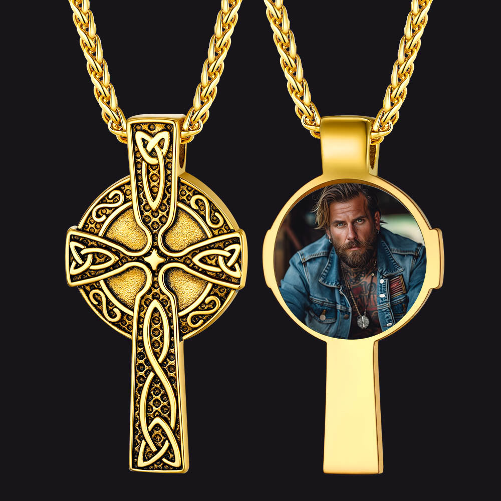 Personalized Celtic Cross Pendant Necklace with Picture