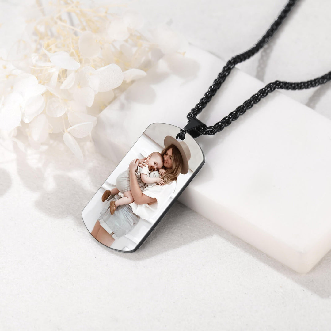 Personalized Photo Dog Tag Pendant Picture Necklace for Men