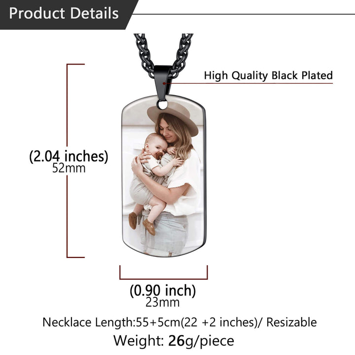 Personalized Photo Dog Tag Pendant Picture Necklace for Men