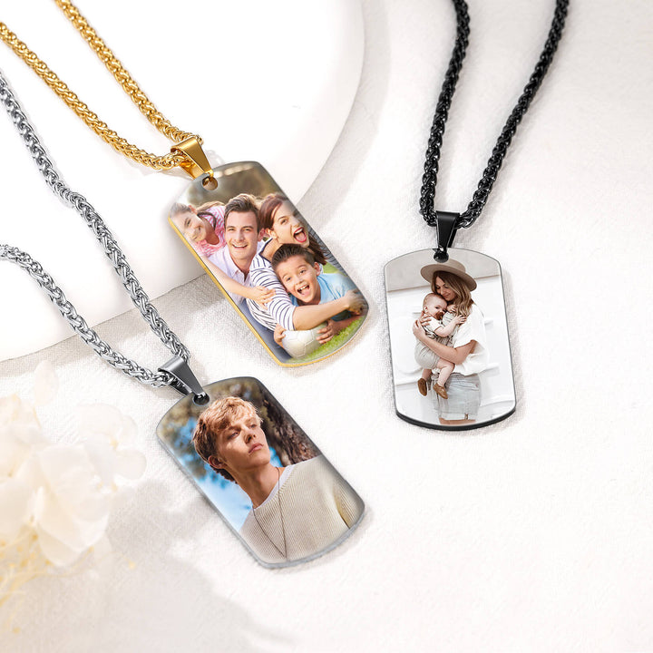 Personalized Photo Dog Tag Pendant Picture Necklace for Men