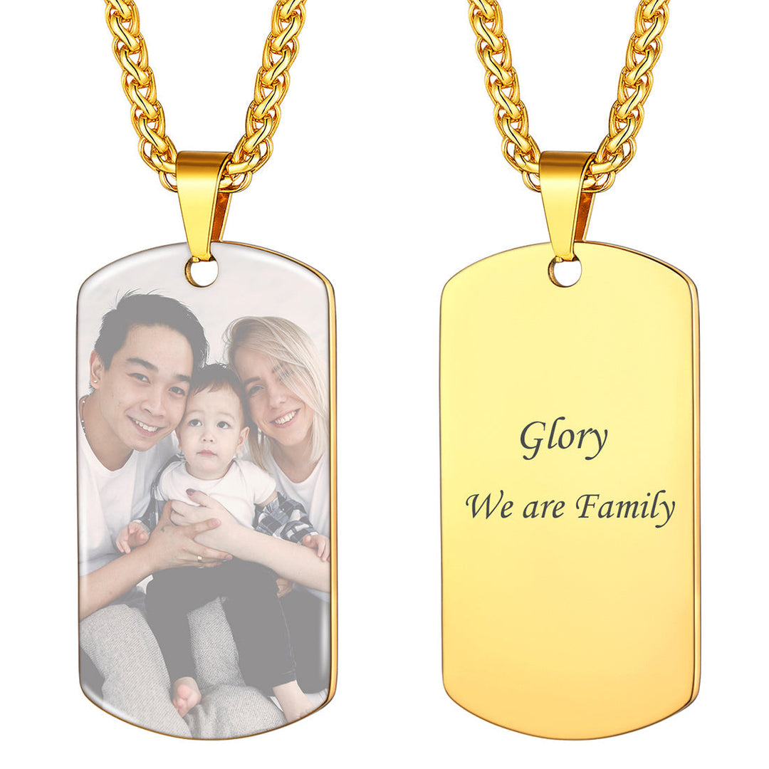 Personalized Photo Dog Tag Pendant Picture Necklace for Men