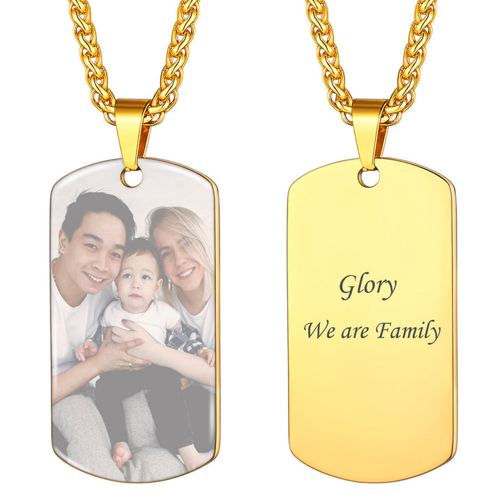 Personalized Photo Dog Tag Pendant Picture Necklace for Men