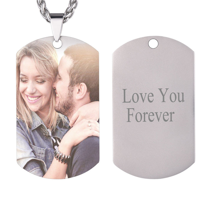 Personalized Photo Dog Tag Pendant Picture Necklace for Men