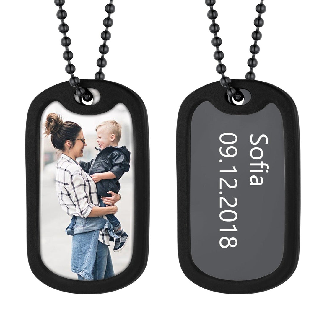 Personalized Military Army Photo Dog Tag Necklace with Picture For Men