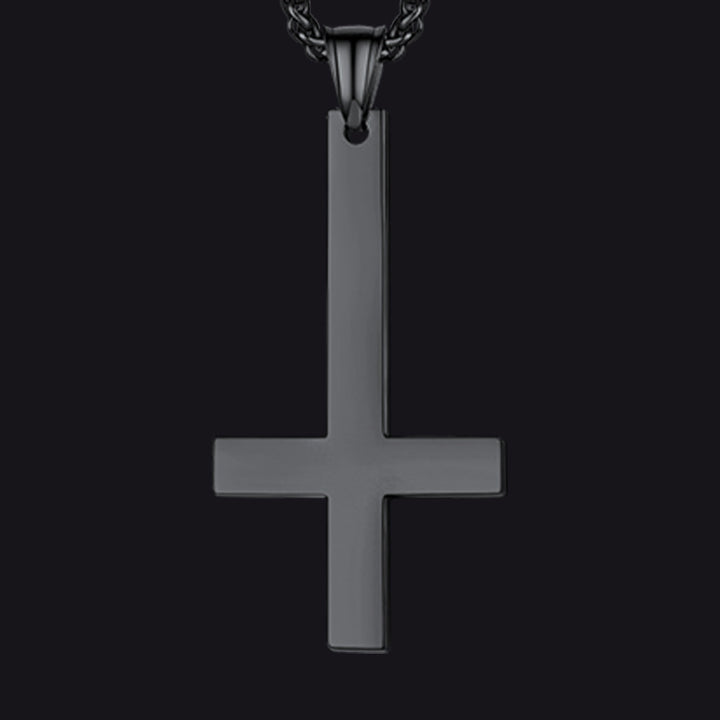 Stainless Steel Inverted Cross Pendant Necklace for Men Women