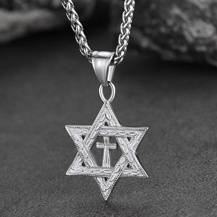 Jewish Star of David Cross Necklace For Men