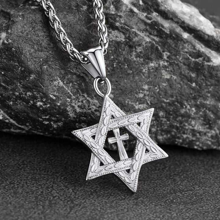 Jewish Star of David Cross Necklace For Men