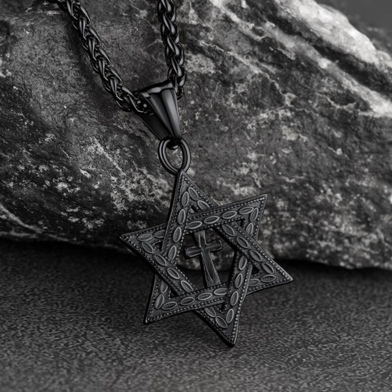 Jewish Star of David Cross Necklace For Men