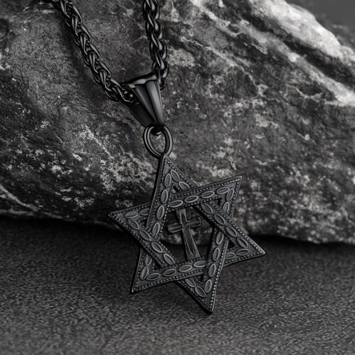 Jewish Star of David Cross Necklace For Men