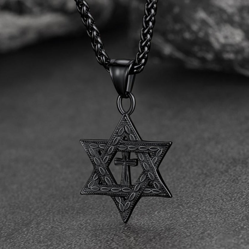 Jewish Star of David Cross Necklace For Men
