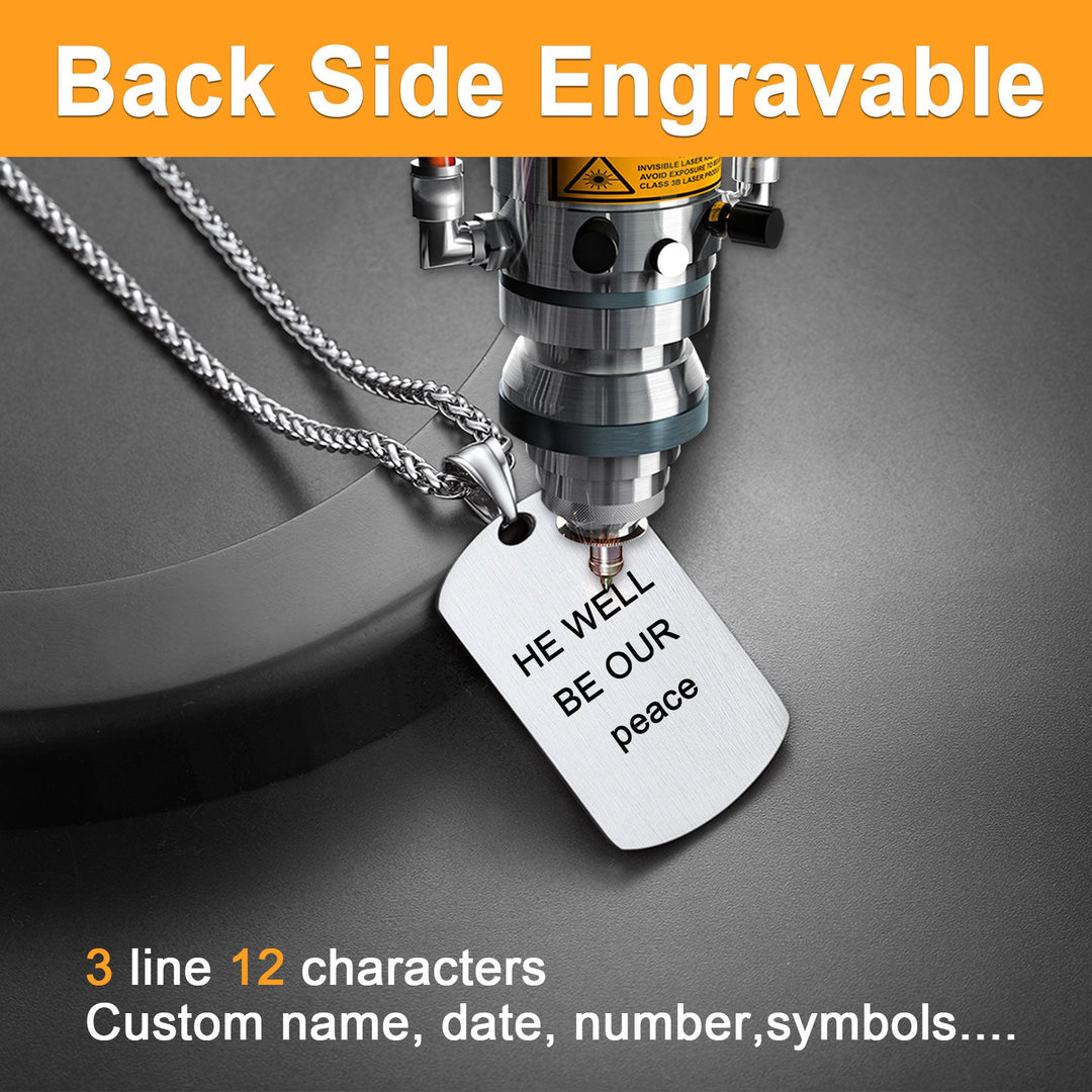 Engraved American Flag Eagle Dog Tag Necklace for Men Women