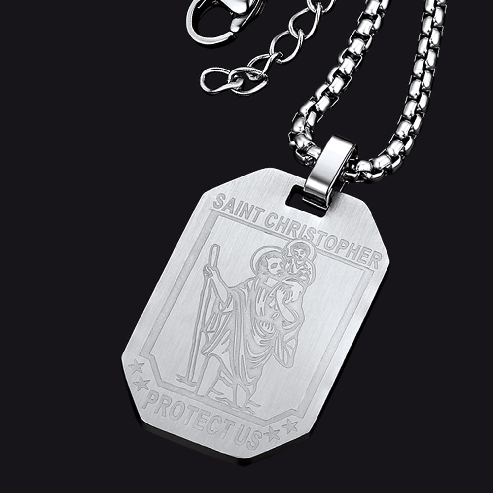 St. Christopher Dog Tag Necklace for Men