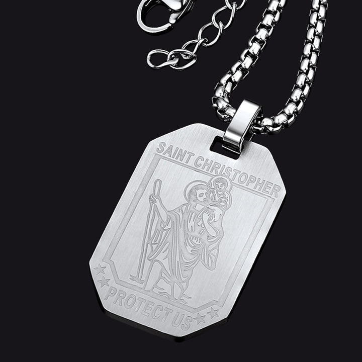 St. Christopher Dog Tag Necklace for Men