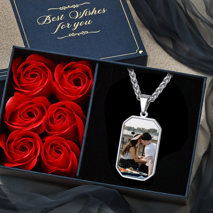 Customized Engraved Photo Dog Tag Necklace for Men/Women