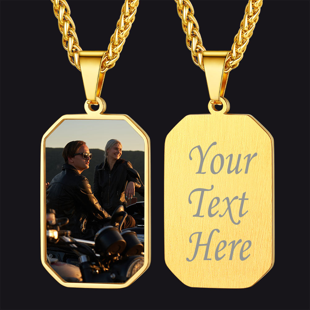 Customized Engraved Photo Dog Tag Necklace for Men/Women