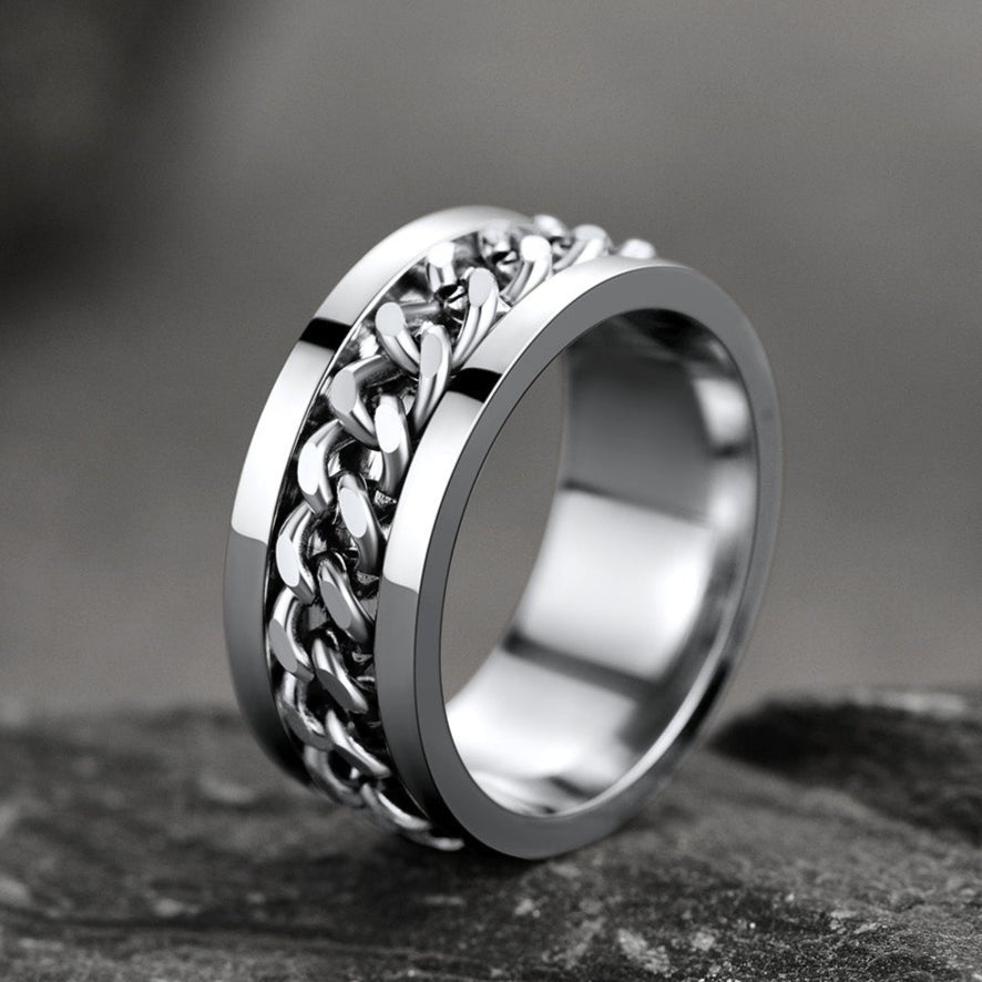 Cuban Chain Link Fidget Spinner Anxiety Ring for Men