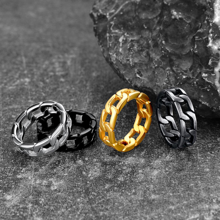 Chunky Cuban Link Chain Ring For Men Stainless Steel