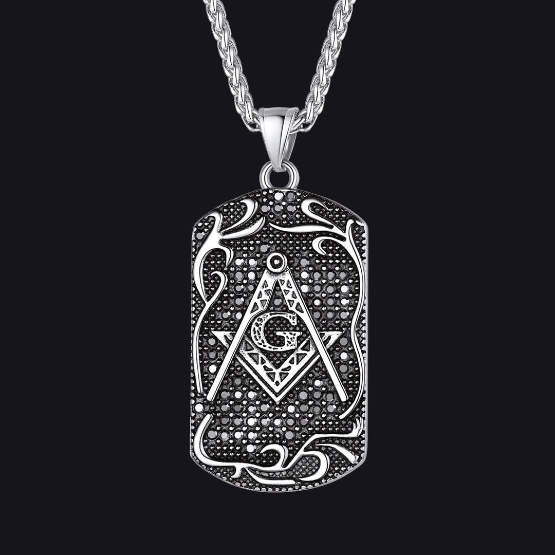 Engraved Masonic Freemason Dog Tag Necklace for Men