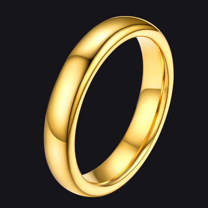 Polished Gold Tungsten Carbide Doom Band Ring For Men 4mm/6mm/8mm Width