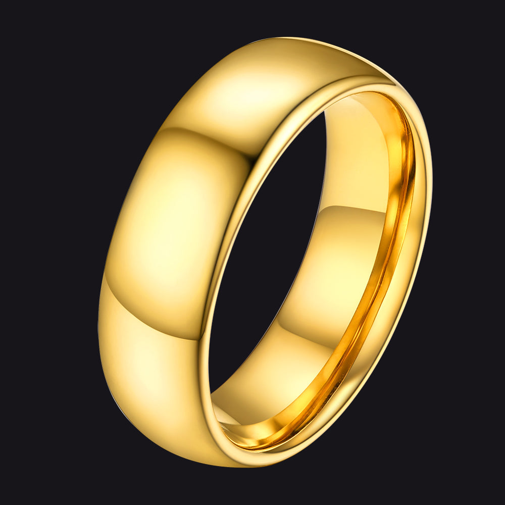 Polished Gold Tungsten Carbide Doom Band Ring For Men 4mm/6mm/8mm Width