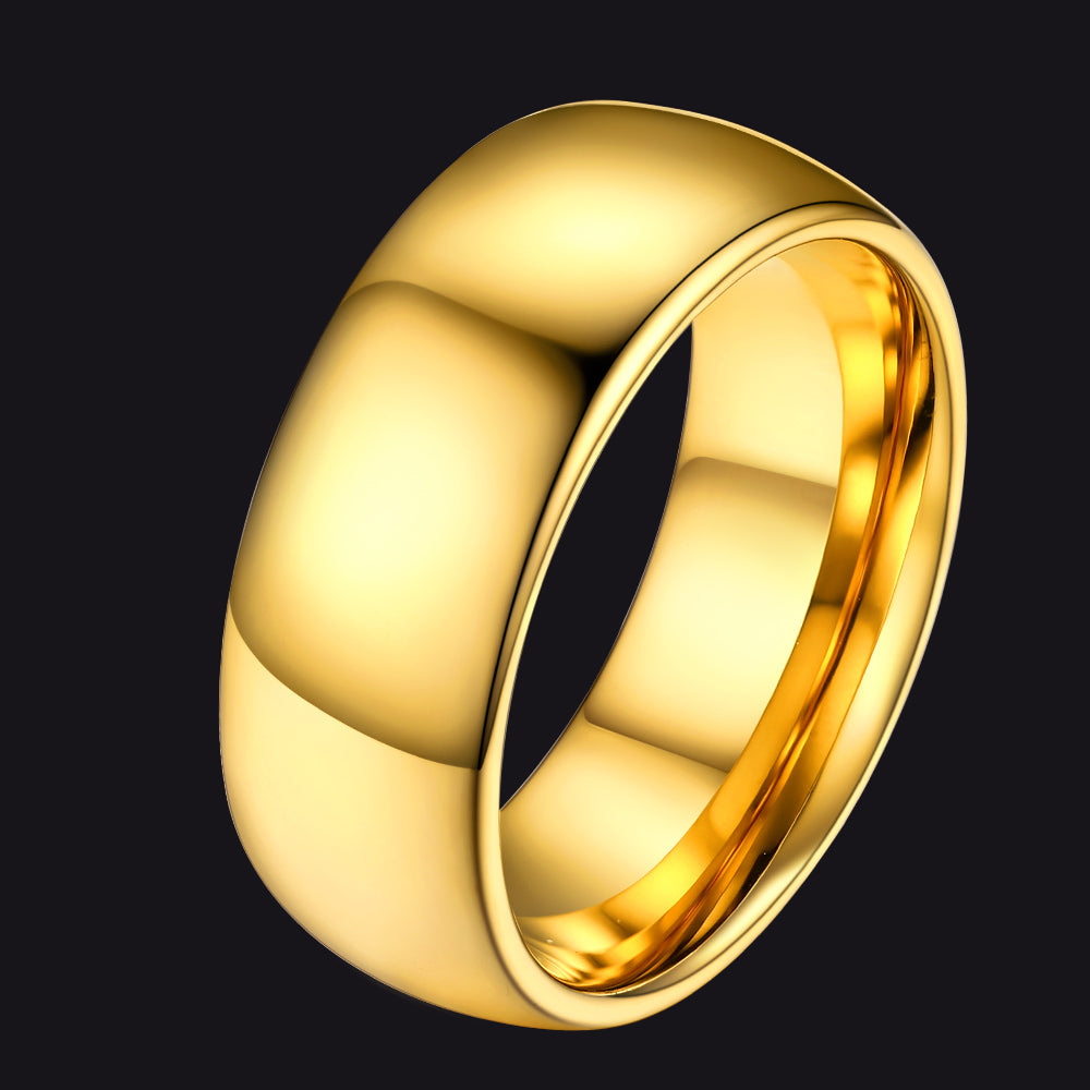 Polished Gold Tungsten Carbide Doom Band Ring For Men 4mm/6mm/8mm Width
