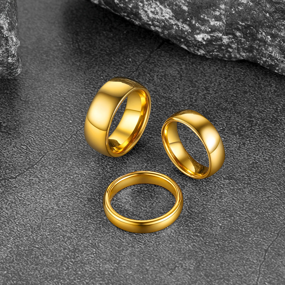 Polished Gold Tungsten Carbide Doom Band Ring For Men 4mm/6mm/8mm Width