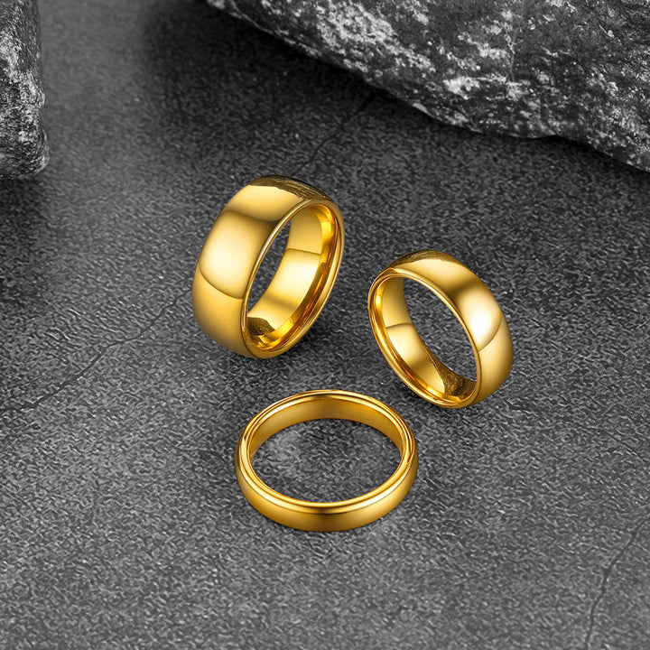 Polished Gold Tungsten Carbide Doom Band Ring For Men 4mm/6mm/8mm Width