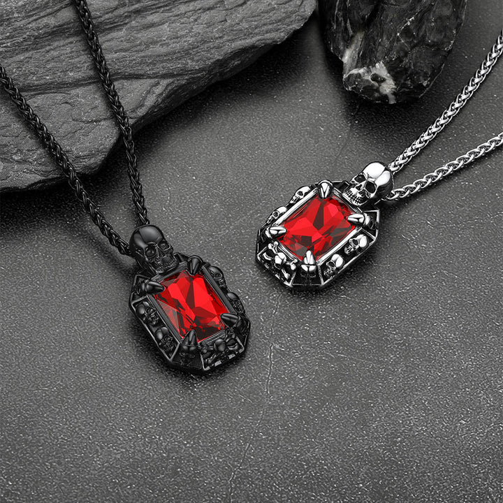 Cuban Curb Chain & Skull Crystal Layered Necklaces Set for Men