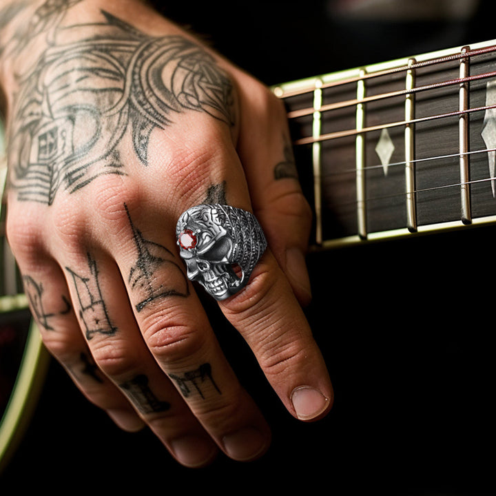 Flash Sale Gothic Skull Ring with Red Gem Forehead for Men/Women