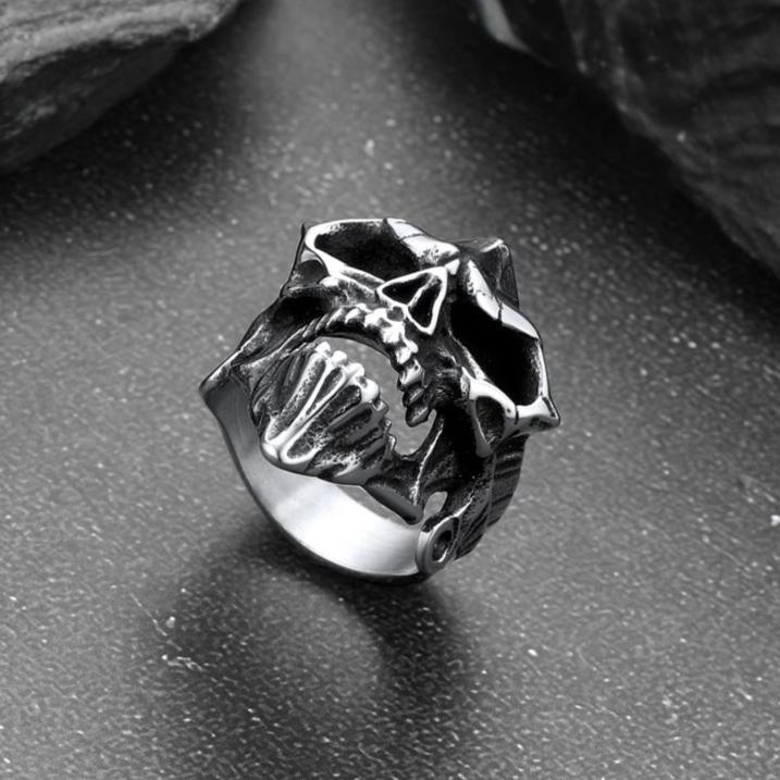 Gothic Skull Biker Rings for Men in Stainless Steel