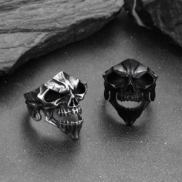 Gothic Skull Biker Rings for Men in Stainless Steel