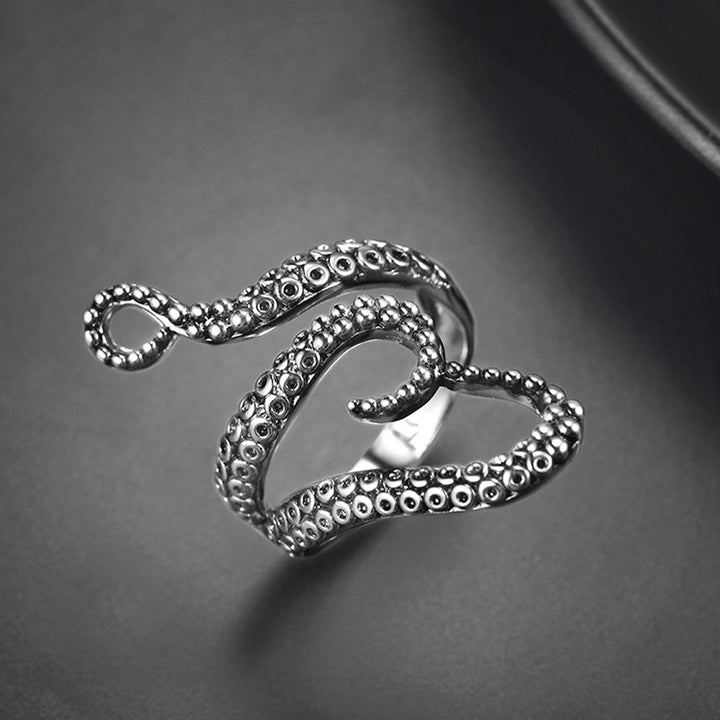 Gothic Punk Animal Octopus Adjustable Open Ring for Men
