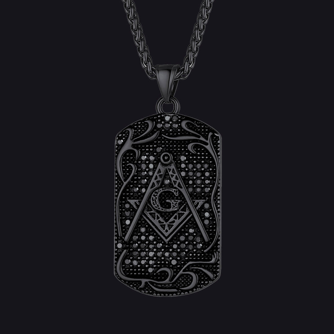 Engraved Masonic Freemason Dog Tag Necklace for Men