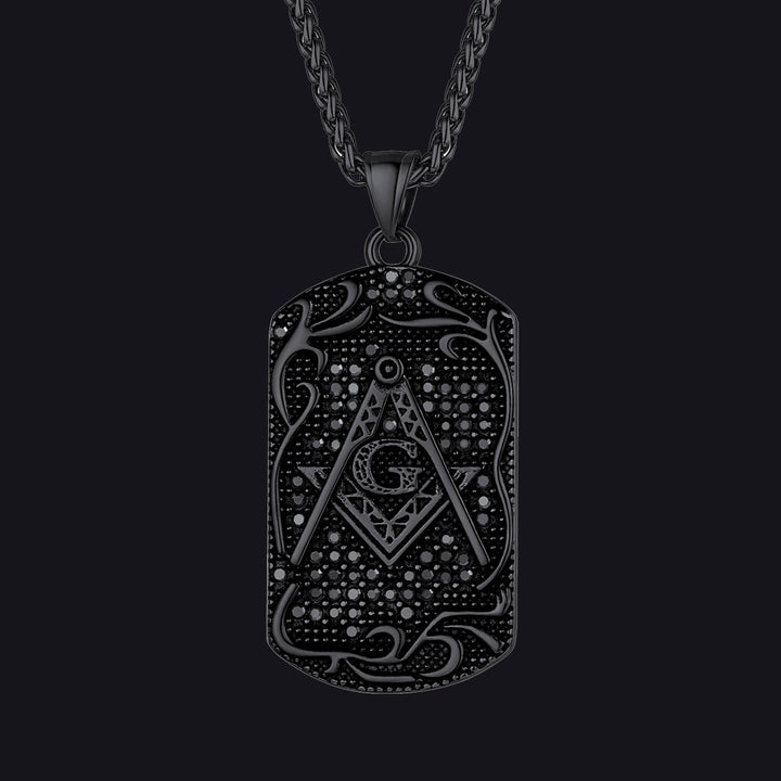 Engraved Masonic Freemason Dog Tag Necklace for Men