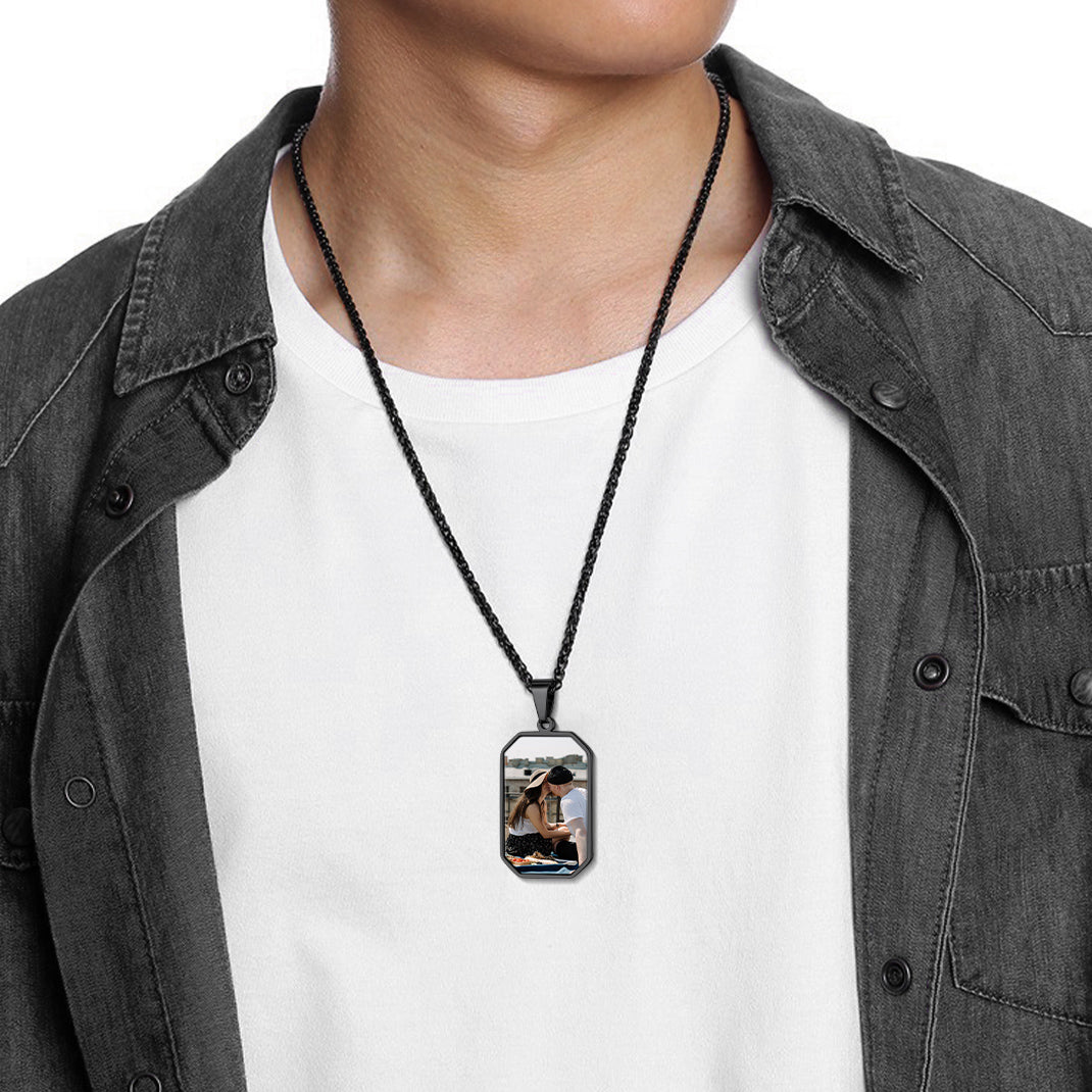 Customized Engraved Photo Dog Tag Necklace for Men/Women