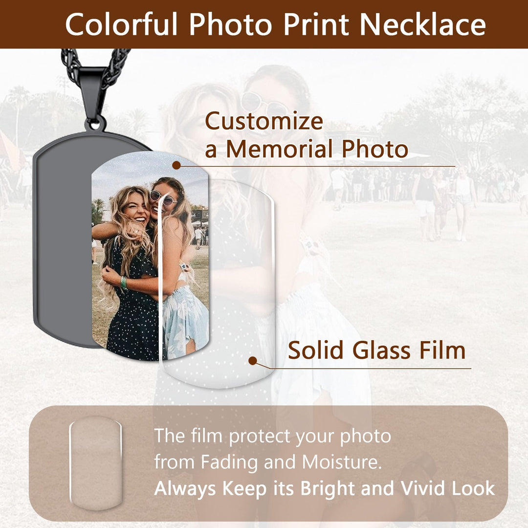 Custom Photo Dog Tag Necklace with Picture Memorial Gift