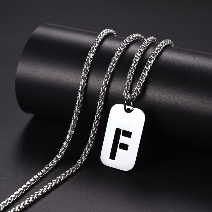 Hollow Personalized Initial Dog Tag Necklace for Men and Women