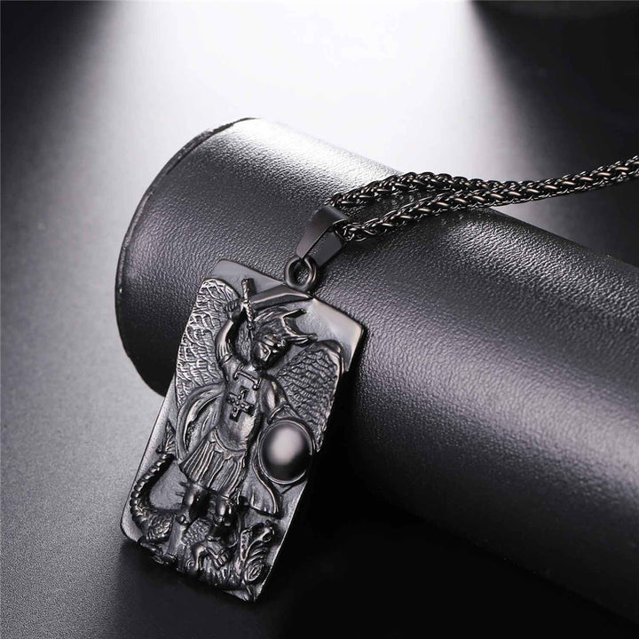 Engraved St. Michael The Archangel Dog Tag Necklace