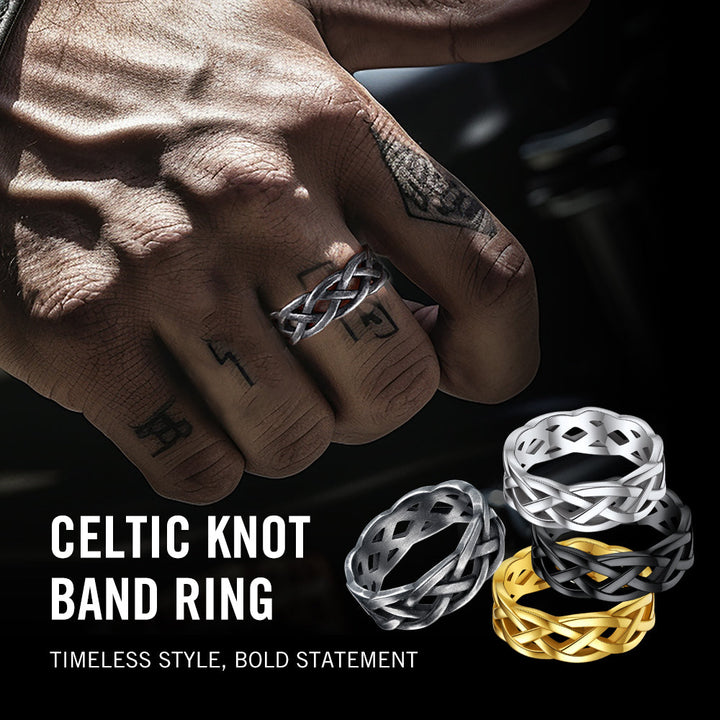 Irish Celtic Knot Band Ring Stainless Steel for Men Women
