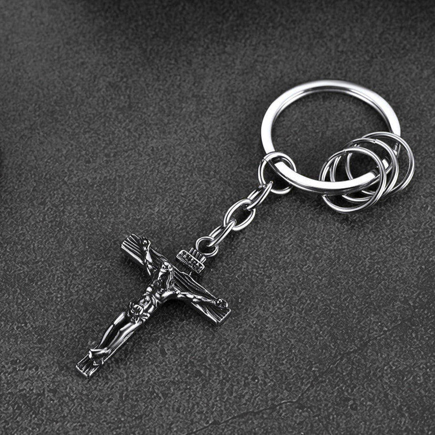 Christian Jesus Cross Crucifix Keychain for Men Women