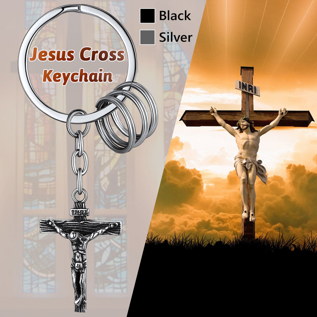 Christian Jesus Cross Crucifix Keychain for Men Women