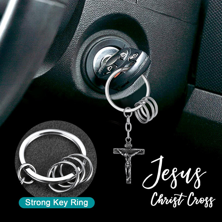 Christian Jesus Cross Crucifix Keychain for Men Women