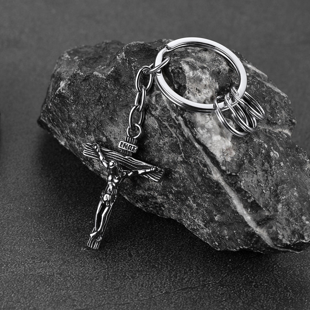 Christian Jesus Cross Crucifix Keychain for Men Women